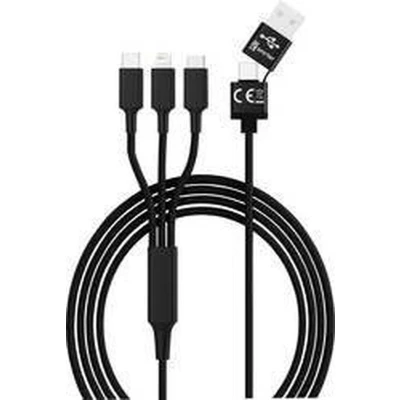 Afbeelding van Smrter USB laadkabel 2.0 A stekker, C Apple Lightning micro B stekker 1.20 m Zwart SMRTER_HYDRA_ULT_BK