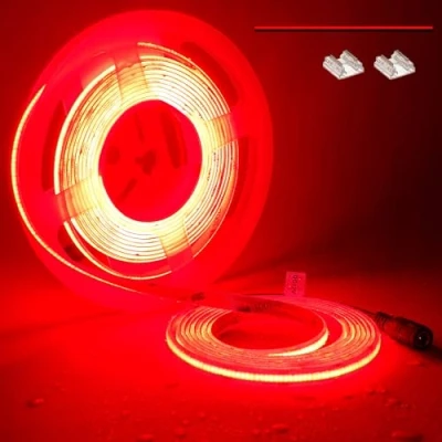 Afbeelding van TOPAI COB Ledstrip, 12 V, rood, 5 m, IP65, waterdicht, hoge dichtheid, 480 leds/m, 2400 leds, op maat te snijden, flexibel, voor spiegel, plafond, keuken, kast, kast