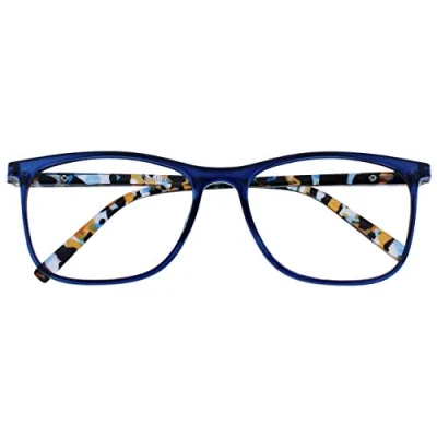 Afbeelding van OPULIZE Arc leesbril, groot, blauw, motief: wapens, mannen, vrouwen, scharnieren, R66 3 +3,50