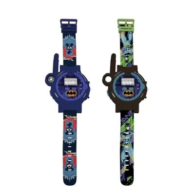 Afbeelding van Lexibook, Batman, Walkietalkie horloges, 2 stuks, bereik tot 200 m, zaklamp, kompas, oplaadbaar, zwart/groen en blauw/rood, DMWTW1BAT