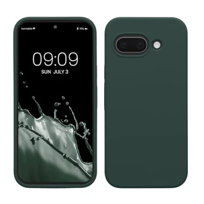 Afbeelding van kwmobile telefoonhoesje geschikt voor Google Pixel 9a Hoesje met siliconen coating Smartphone case in blauwgroen