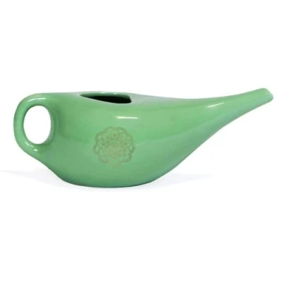 Afbeelding van Bodhi NETI Pot Neusspoeler, keramiek, met mandala (goud) voor neusspoeling, neusdouche, Nethi