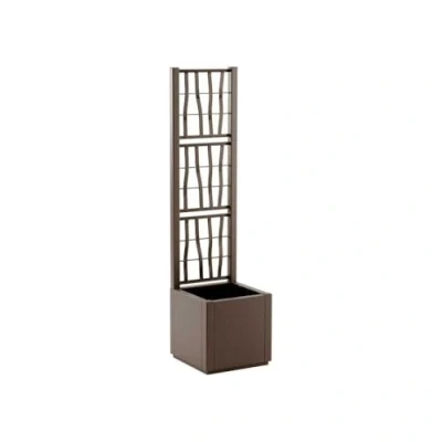 Afbeelding van Bloembak ETHICA Taupe Vierkant met trellis 38 L STEFANPLAST