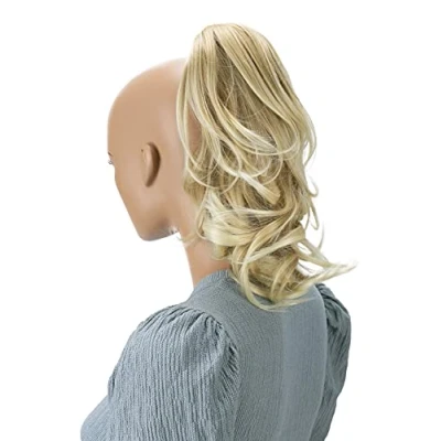 Afbeelding van Prettyshop H107 haarverlenging, 30 cm, met vlinderclip, paardenstaart, gevlochten, golvend, volume, blond mix