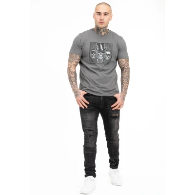 Afbeelding van Tapout Normale Passform Skull Tshirt print, Heren, Maat: 3XL, Grey black