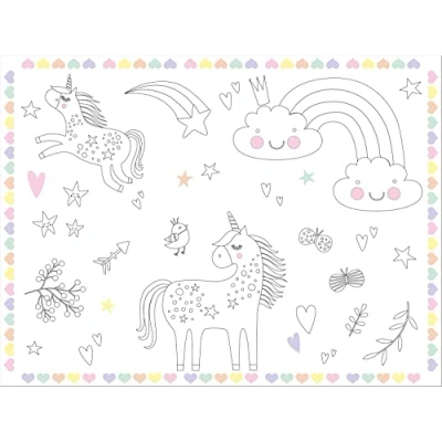 Afbeelding van Inkleurbare Placemats Unicorns &amp; Rainbows, 6st.