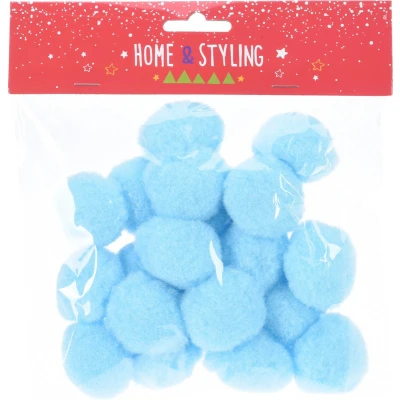 Afbeelding van Pompons 4 cm set 20 st blauw