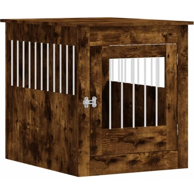 Afbeelding van Hondenbench 64,5x80x71 cm bewerkt hout gerookt eikenkleurig