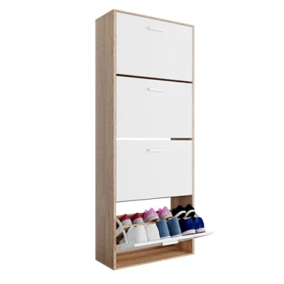 Afbeelding van CASABEL Schoenenkast voor 24 paar kast met grote capaciteit entree, hal 60 x 150 cm (l d h) lichthoutwit
