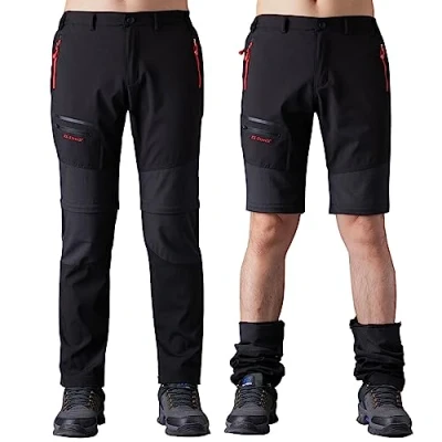 Afbeelding van SANMIO Mannen Outdoor Wandelbroek Convertible Ademend Lichtgewicht Klimmen Running Functionele Shorts Heren Zip Off Camping Trekking Broek, Zwart (Zip Off), L