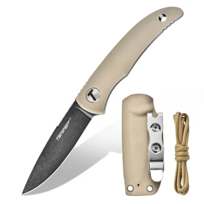 Afbeelding van TONIFE Nova mes met vast lemmet verstelbare Kydex hoes en parachutekoord 6,8 cm volledig visgraatmes voor jacht, vissen, kamperen survival