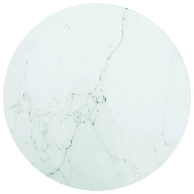 Afbeelding van vidaXL Tafelblad Ø50x0,8 cm gehard glas met marmeren design wit