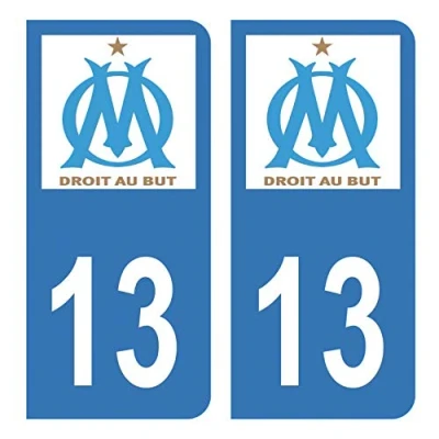 Afbeelding van HADEXIA Stickers kentekenplaat auto 13 Club Om Olympique de Marseille voetbal blauw