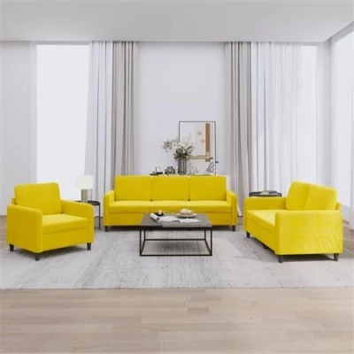Afbeelding van vidaXL 3 delige Loungeset fluweel geel
