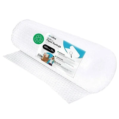 Afbeelding van Rol van plastic bellenblaasjes, gerecyclede bellenrol voor verpakking, bubbelplastic verhuizing, verpakking en dozen, · m office (100 cm x 25 m, 1 stuk)