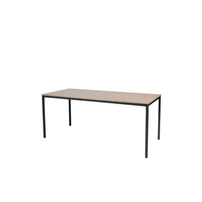 Afbeelding van Domino Basic bureautafel, vaste hoogte met 180x80cm havana/ kersen licht 25mm blad en zwart (RAL9005) 4 poot frame