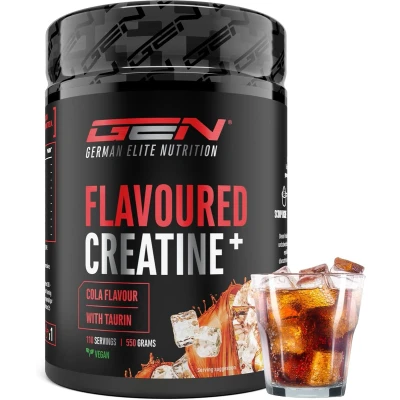 Afbeelding van Gearomatiseerd Creatine Poeder 550g Monohydraat + L Taurine Gemicroniseerde met Aroma Geen Suiker &amp; Top Oplosbaarheid Veganistisch (Cola)
