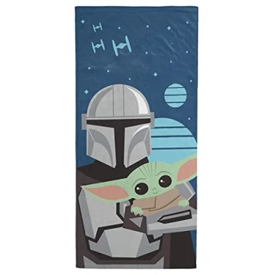 Afbeelding van Jay Franco Star Wars The Mandalorian Hij is met Mir 71cm x 147cm strandhanddoek van 100% katoenen badstof