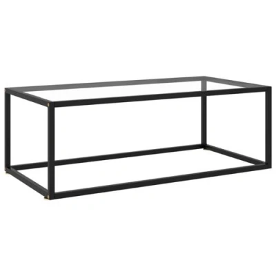 Afbeelding van Salontafel met gehard glas 100x50x35 cm zwart