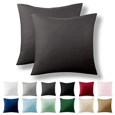 Afbeelding van Alreya Renforcé set van 2 kussenslopen 80 x cm 100% katoen met YKK ritssluiting, superzachte kussensloop, kussenhoes, Oeko Tex® standaard gecertificeerd, Antraciet, alleen kussensloop