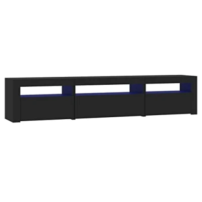 Image de vidaXL Meuble TV avec lumières LED Noir 195x35x40 cm3152739