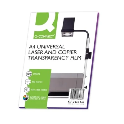 Afbeelding van Q connect Overhead Transparanten Voor Laserprinter, Ft A4, Pak Van 100 Vel