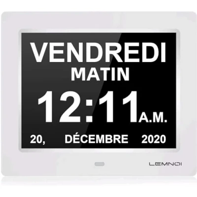 Afbeelding van LEMNOI 8&quot; Inch LCD Digitale Klok Kalender N11 met Datum Dag en Tijd Niet Verkorte Auto Dimming 8 Talen HD Display Herinnering voor Alzheimer Ouderen Kinderen
