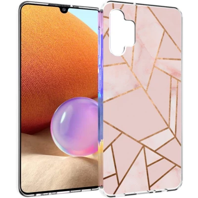 Afbeelding van iMoshion hoesje Siliconen Geschikt voor Samsung Galaxy A32 (4G) Design Roze / Meerkleurig Goud Pink Graphic