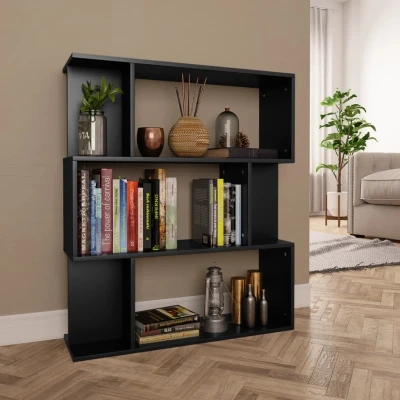 Afbeelding van Boekenkast/kamerscherm 80x24x96 cm bewerkt hout zwart