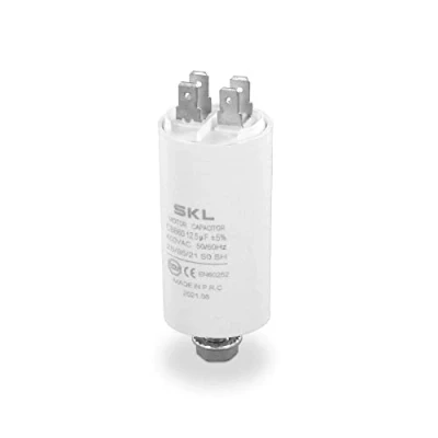 Afbeelding van DL pro Motorcondensator 12,50 µF 450 V Ø 35 x 65 mm universeel met 6,3 AMP aansluitingen en bevestigingsschroeven M8 CBB60 startcondensator voor apparaten