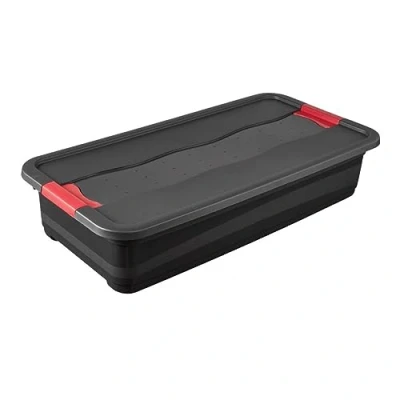 Afbeelding van keeeper Transportbox met deksel en schuifsluitsysteem, extra robuust, 79,5 x 39,5 17 cm, 33 l, eekhart, grafietgrijs