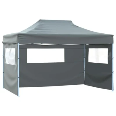 Afbeelding van vidaXL Partytent, inklapbaar, met 3 wanden, x 4 m, staal, antraciet