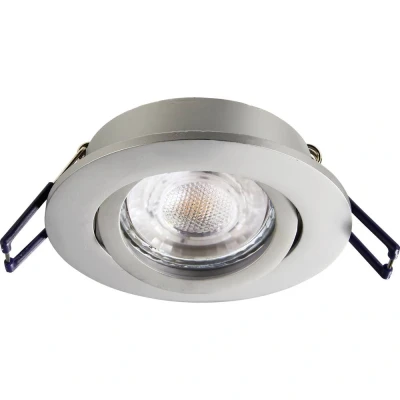 Afbeelding van Samsola plafond inbouwlamp, aluminiumkleurig, Ø 8 cm, metaal