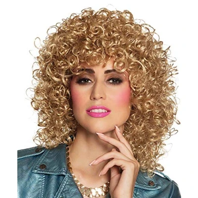 Afbeelding van Boland Pruik Club Blond Krullen Halflang Vrouwen 80&#039;s &amp; 90&#039;s Disco
