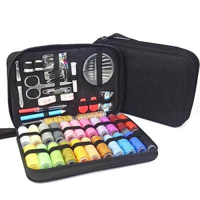 Afbeelding van Noa Home Deco naaiset, 108 delig, 14 draadspoelen, mini complete naaiset voor beginners, reizigers, familie en vrienden, zwart (A 97 stuks)