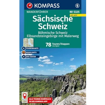 Afbeelding van KOMPASS Wanderführer Sächsische Schweiz, Böhmische Elbsandsteingebirge mit Malerweg, 78 Touren/Etappen Extra Tourenkarte