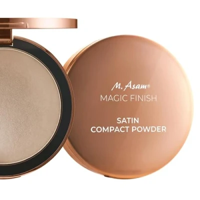 Afbeelding van M. Asam MAGIC FINISH Satin Compact Powder Ivoor (8 g) geperst poeder voor perfecte grip, matterend en perfectionerend, verlengt de houdbaarheid van make up, met hyaluronzuur vitamine