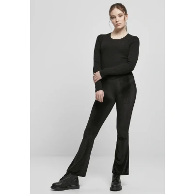 Afbeelding van Urban Classics Ladies HIGH Waist Velvet BOOT CUT Leggings Broek, Dames, Maat: 3XL, Black