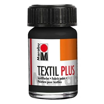 Afbeelding van Marabu 17160039073 Textiel textielverf zwart 15 ml, drukverf op waterbasis, voor lichte stoffen, wasbaar tot 60 C, zachte grip, eenvoudige bevestiging door strijken of oven