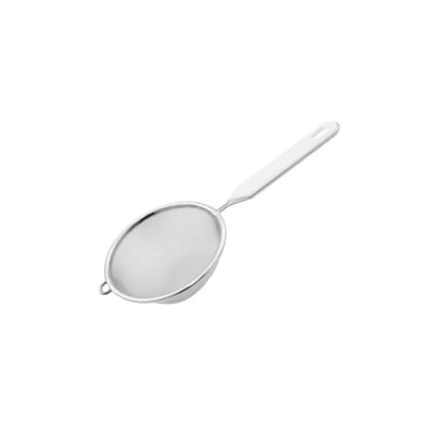 Afbeelding van Fackelmann zeef Ø 10 cm, keukenzeef van roestvrij staal, fijnmazige met kunststof inzetstuk (kleur wit/zilver) Hoeveelheid: 1 stuks