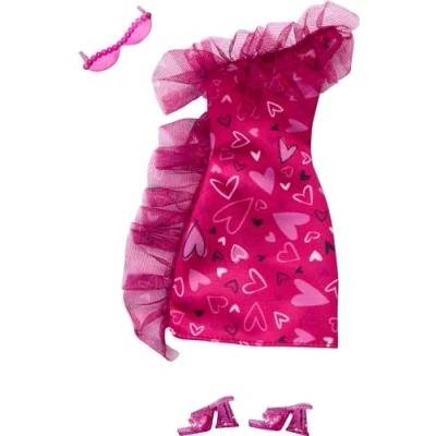 Afbeelding van Barbie Kleding Outfit en Accessoires Roze Jurk met Hakken Zonnebril