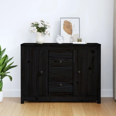 Afbeelding van Dressoir 100x35x74 cm massief grenenhout zwart