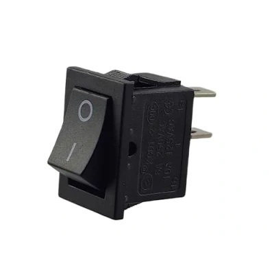 Afbeelding van MWMS Mini tuimelknop 250V 6A 125V 10A AC/DC, KCD1 zwart rechthoekig montageopening 19 x 13 mm, 2 polig OFF/ON