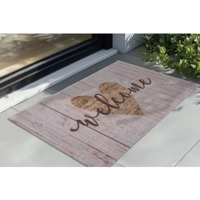 Afbeelding van Wasbare Deurmat Binnen Welcome Anti slip &amp; Absorberend, Voor Hal of Entree Beige Rechthoek Polyamide 45x75 cm