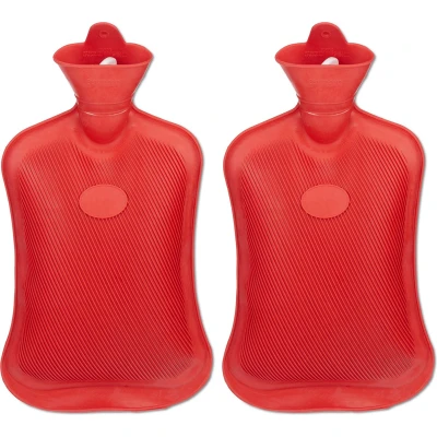 Afbeelding van Relaxdays 2x kruik 2 l warmwaterkruik warmtekruik waterkruik bedkruik rubber