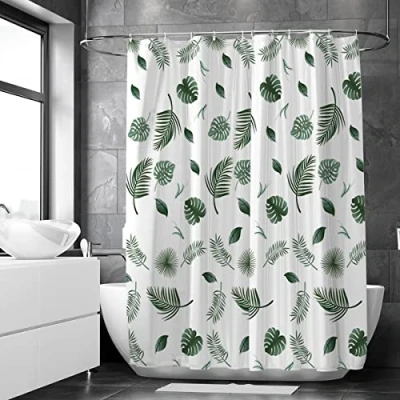 Afbeelding van Loti Living Douchegordijn Anti Schimmel Blaadjes Inclusief ringen Waterdicht Polyester 180x200 cm