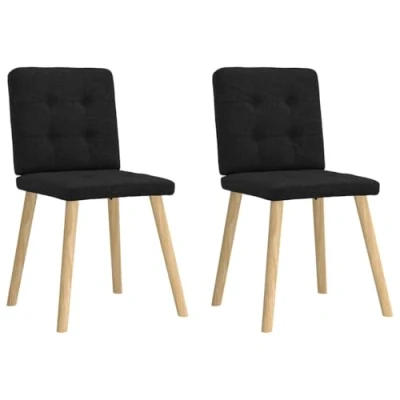 Afbeelding van Eetkamerstoelen 2 st stof zwart