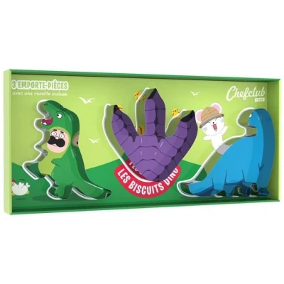 Afbeelding van Chefclub Network Kids Uitsteekvormpje voor kinderen (Dino koekjes: tyrannosaurus, pootafdruk en diplodocus) 2PAST264