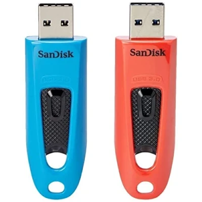 Afbeelding van SanDisk Ultra USB 3.0 Flashdrive 64 GB Pak Van 2 (Overdrachtssnelheden Tot 130 MB/s, Draagbaar Ontwerp, 128 Bit AES Versleuteling, SecureAccess Software, Beperkte Garantie 5 Jaar)