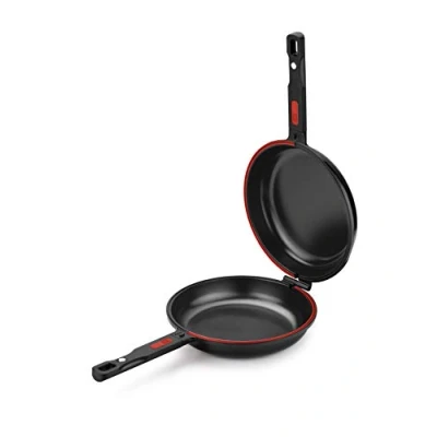 Afbeelding van BRA Dupla Première Dubbele pan met omelet, 24 cm, zwart, gegoten aluminium antiaanbaklaag, teflon innovaties zonder PFOA, compatibel alle warmtebronnen inductie [Amazon Exclusive]
